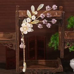Tassel Flower Pearl Hair Clip Vintage Metal Cheongsam Hair Access