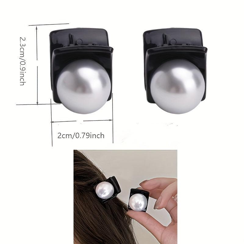 12pcs Small Hair Claw Clip Faux Pearl Hair Claw Nonslip Side Hair Bang Braids