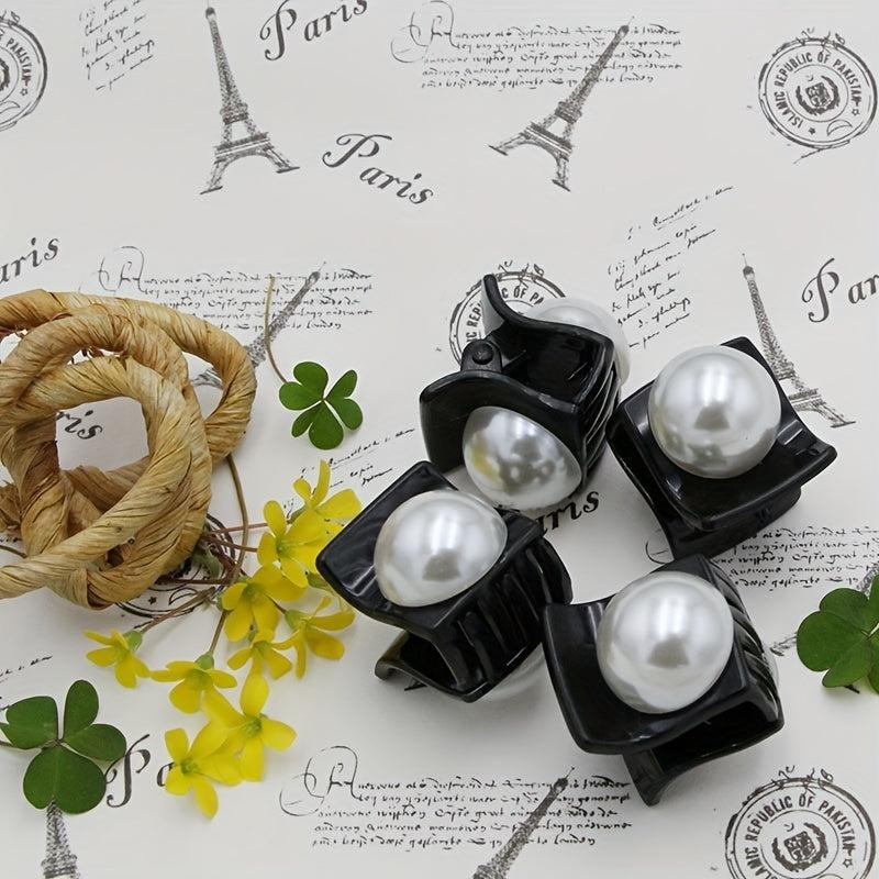 12pcs Small Hair Claw Clip Faux Pearl Hair Claw Nonslip Side Hair Bang Braids