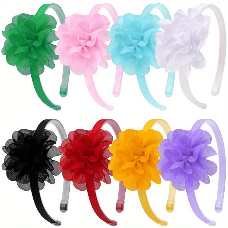 8pcs Mesh Floral Headband Hair Accessories For Women, Non-slip Hair Band