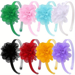 8pcs Mesh Floral Headband Hair Accessories For Women, Non-slip Hair Band