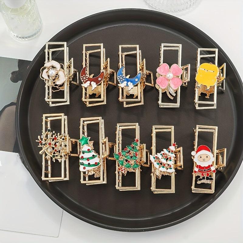 Christmas Series Hair Claw Hollow Metal Hair Claw Flower