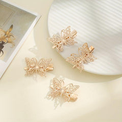 4PCS Golden Butterfly Hair Clip Alloy Insect Hair Clip Duck Billed Clip