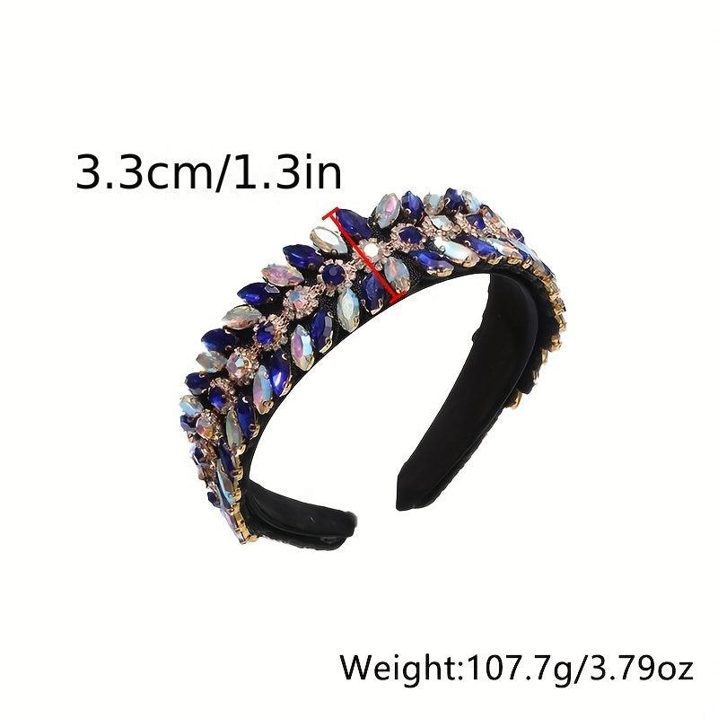 Baroque Rhinestone Headband Glitter Hair Hoop For Women Bridal Wedding