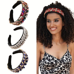 Baroque Rhinestone Headband Glitter Hair Hoop For Women Bridal Wedding