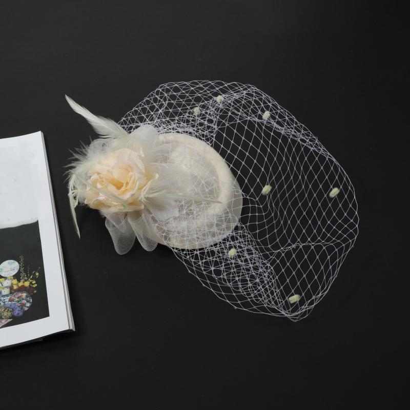 Women Hair Clip Flower Faux Feather Head Piece for Derbyhat