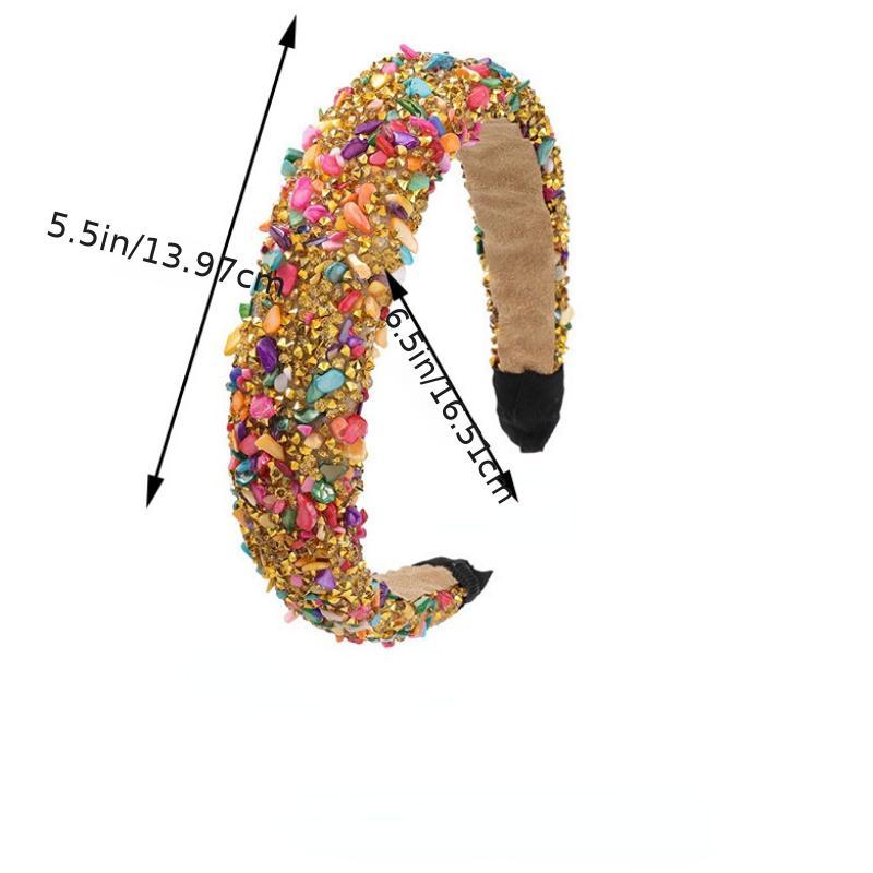 Colorful Rhinestone Boho Hair Band Crystal Wide Headband Women's Hair Accessorie