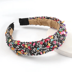Colorful Rhinestone Boho Hair Band Crystal Wide Headband Women's Hair Accessorie