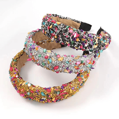 Colorful Rhinestone Boho Hair Band Crystal Wide Headband Women's Hair Accessorie