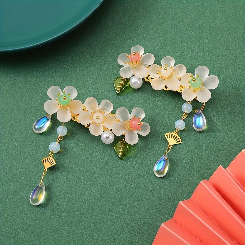 2pcs Acrylic Flower Hair Clip Barrette Hair Slides Non Slip Hair Decoration