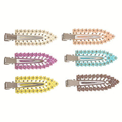 6pcs Faux Pearl Hair Clip Non Crease Duckbill Clip Hair Barrette