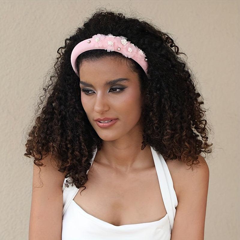 Flower Headband Faux Pearl Headdress Hair Band