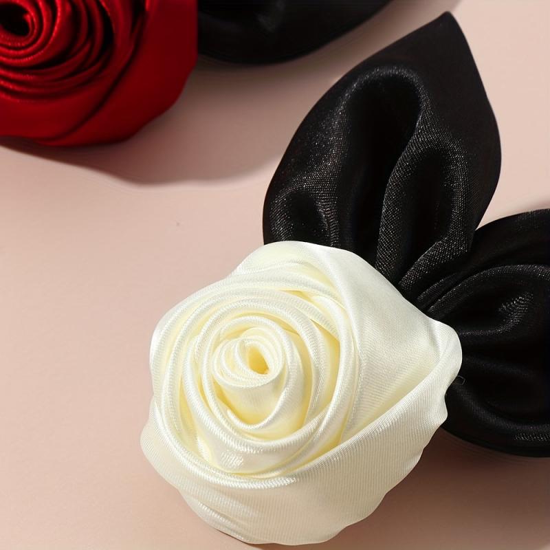 Fabric Rose Hairpin Vintage Hair Clip for Women