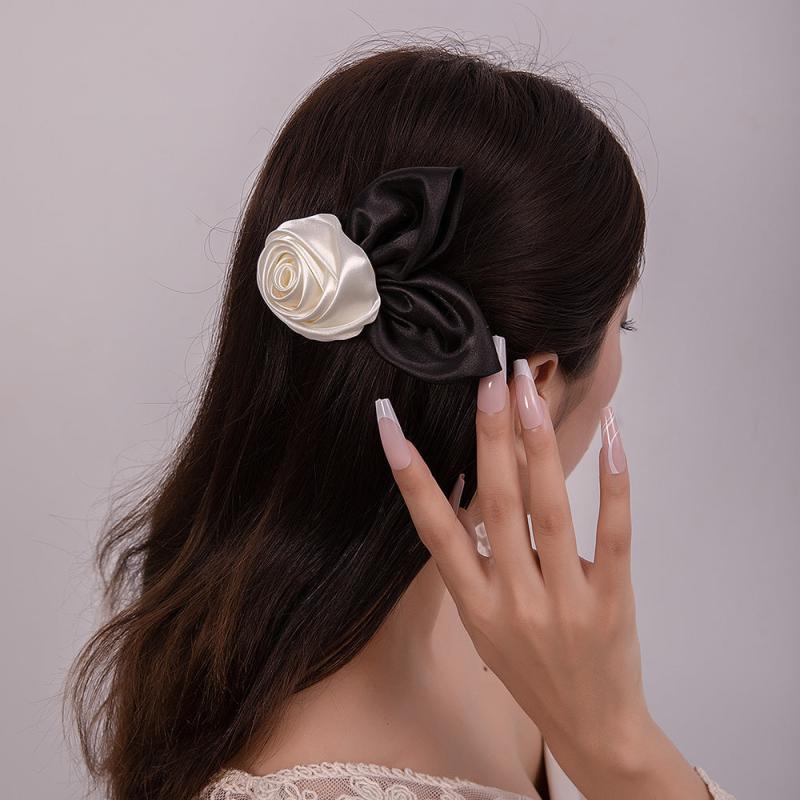 Fabric Rose Hairpin Vintage Hair Clip for Women