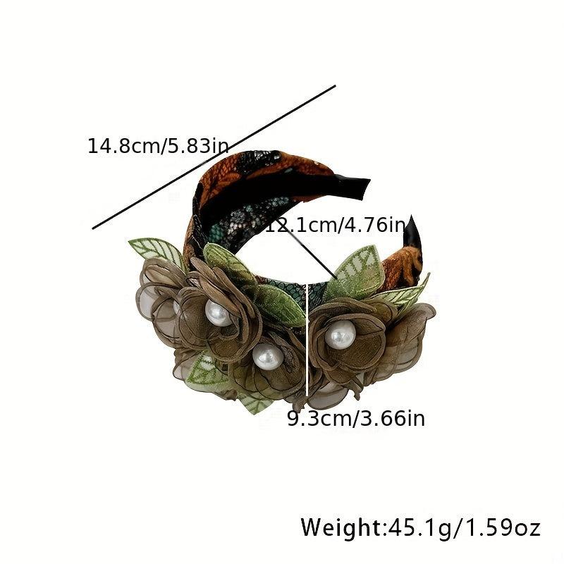 Mesh Flower Wide Brim Headband Hair Accessories for Women