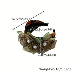 Mesh Flower Wide Brim Headband Hair Accessories for Women