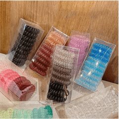 9pcs Coil Wire Hair Tie Non Slip Hair Rope Ponytail Holder