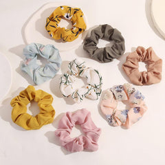 8pcs Flower Pattern Scrunchie Hair Ties Set