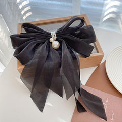 Bow & Faux Pearl Hair Clip French Barrette Hair Pin