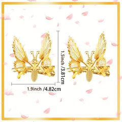 Vintage Style Butterfly Hair Clip Golden Metal Duck Billed Clip
