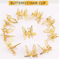 Vintage Style Butterfly Hair Clip Golden Metal Duck Billed Clip