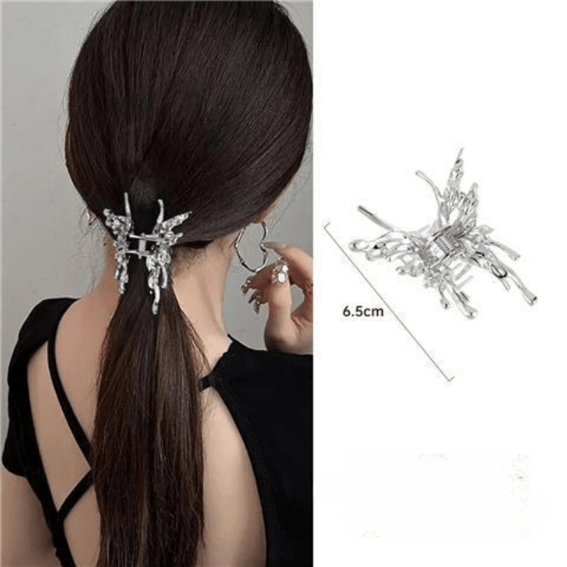Y2K Silvery Butterfly Hair Claw Clip for Women Girls
