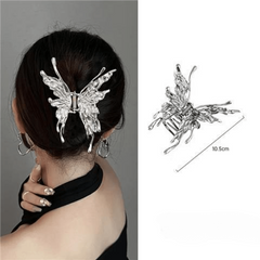 Y2K Silvery Butterfly Hair Claw Clip for Women Girls
