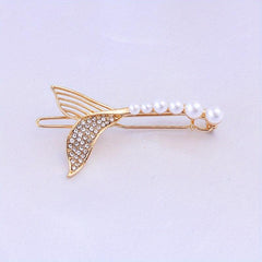 Faux Pearl Mermaid Hair Clip Rhinestone Bangs Clip Hair Jewelry