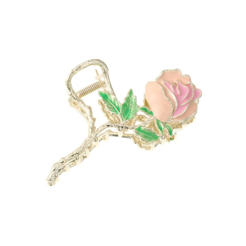 Pink Roses And Green Leaves Hair Clips Women's Hair Accessories