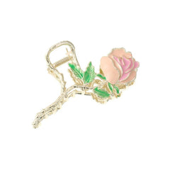 Pink Roses And Green Leaves Hair Clips Women's Hair Accessories