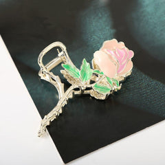 Pink Roses And Green Leaves Hair Clips Women's Hair Accessories