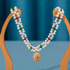 Faux Pearl Necklace with Pendant Forehead Chain