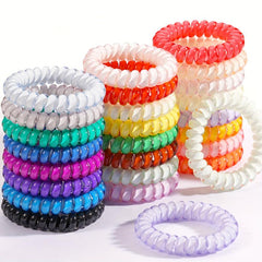 20pcs Solid Coil Wire Hair Tie Candy Telephone Wire Headband