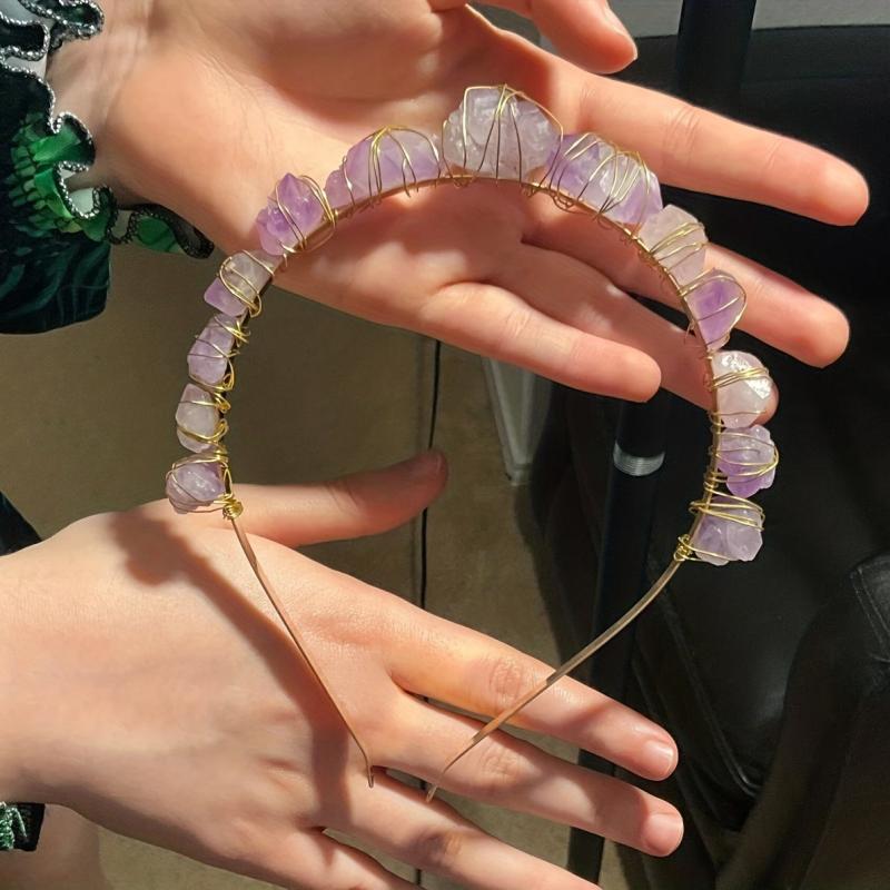 Purple Crystal Crown Hair Hoop Vintage Headband Cosplay Costume Parties