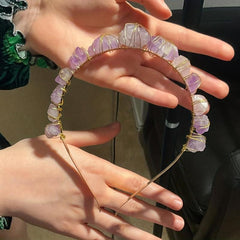 Purple Crystal Crown Hair Hoop Vintage Headband Cosplay Costume Parties