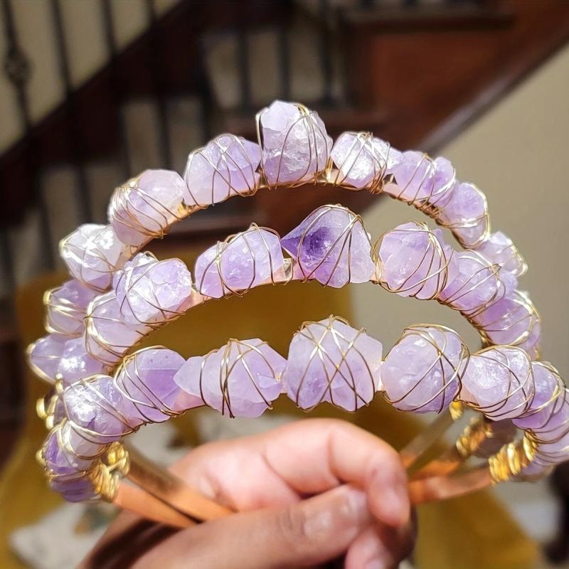 Purple Crystal Crown Hair Hoop Vintage Headband Cosplay Costume Parties