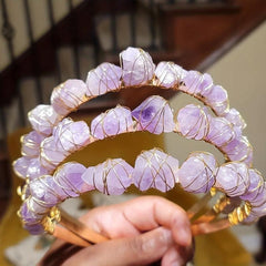 Purple Crystal Crown Hair Hoop Vintage Headband Cosplay Costume Parties