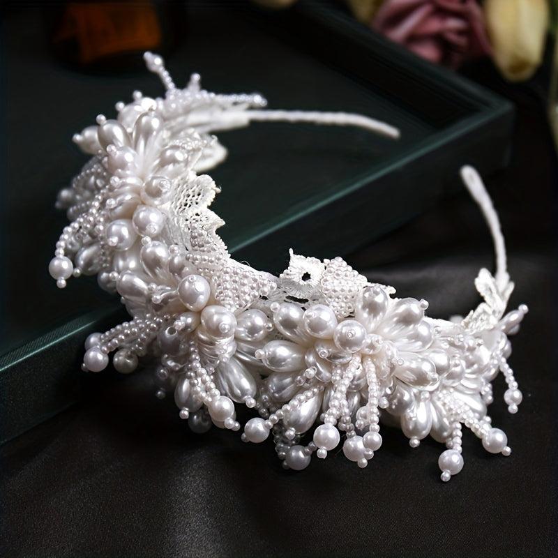 Faux Pearl Lace Hair Hoops Headband for Women Head Jewelry Hair Accessories