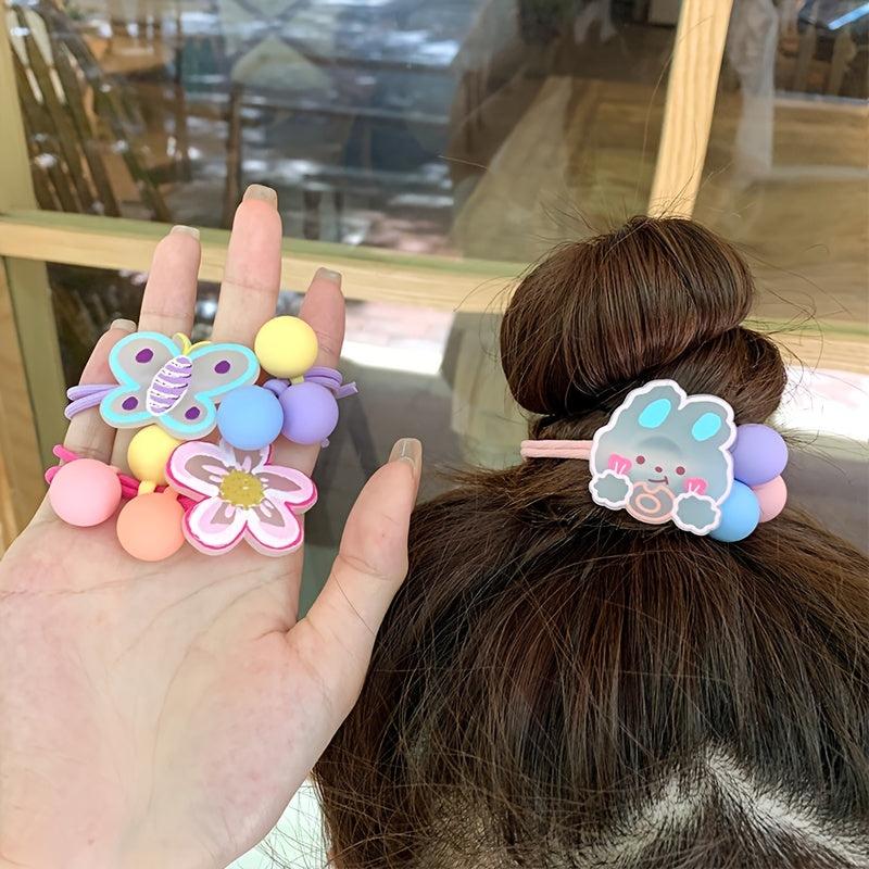 Colorful Cartoon Flowers Girls Hair Tie Elastic Hair Bands Ponytail Holder