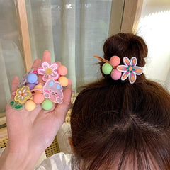 Colorful Cartoon Flowers Girls Hair Tie Elastic Hair Bands Ponytail Holder