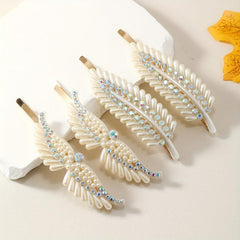 Rhinestone & Pearl Decor Hair Clip Metal Headwear Non Slip Hair Accessory