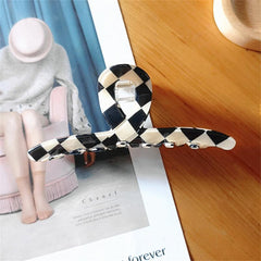 Geometric Grab Clip Hairpin Plaid Hair Accessories For Girls