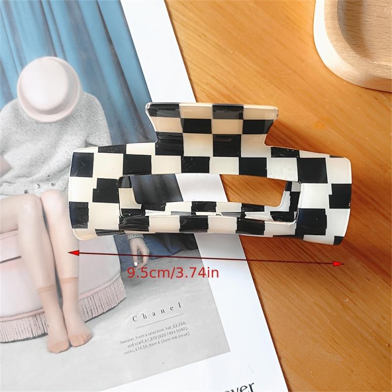 Geometric Grab Clip Hairpin Plaid Hair Accessories For Girls