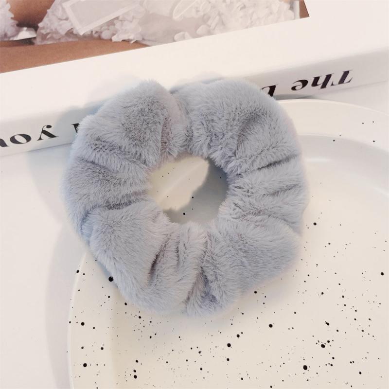 Plush Scrunchies Solid Hair Tie Fuzzy Hair Rope Accessories for Women Girls