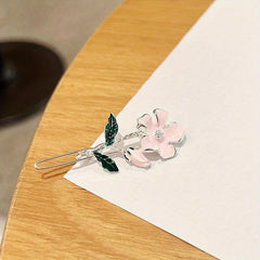 Faux Pearl Camellia Hair Clip Enamel Flower Headwear