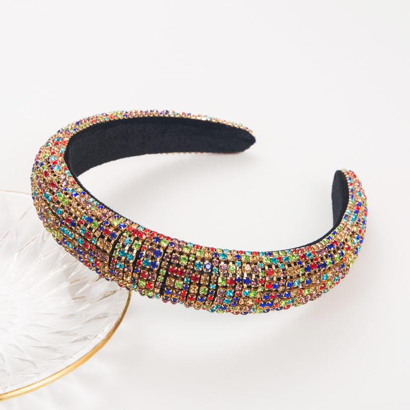 Colorful Rhinestone Headband for Women - Velvet Bridal Hairband