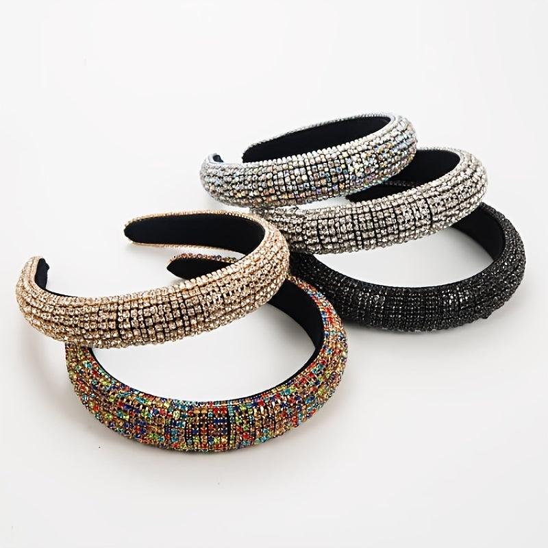 Colorful Rhinestone Headband for Women - Velvet Bridal Hairband