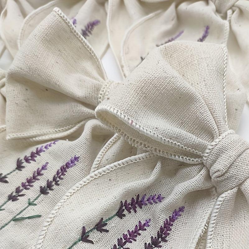 Lavender Embroidery Bow Hair Clip Retro Style Barrette for Women Girls