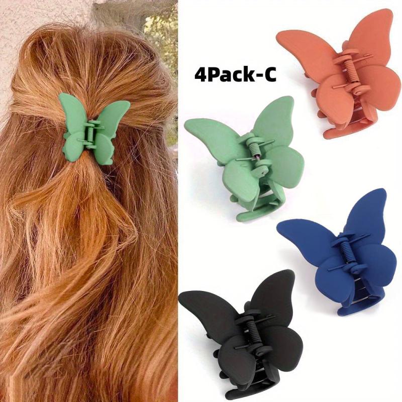 4pcs Matte Hair Claw Clip Butterfly Shape Sweet Hair Claw Girls Hair Accessory