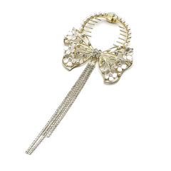 Women's Lily Of The Valley Hair Clip Faux Pearl Tassel Head Alloy Po